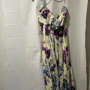 Floral Maxi Dress with Purple and Yellow Accents